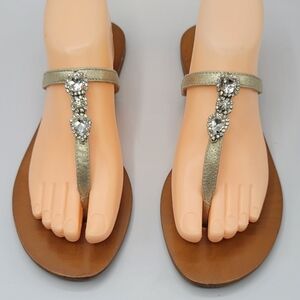Badgley Mischka jeweled wedding thong flip flops size 7.5